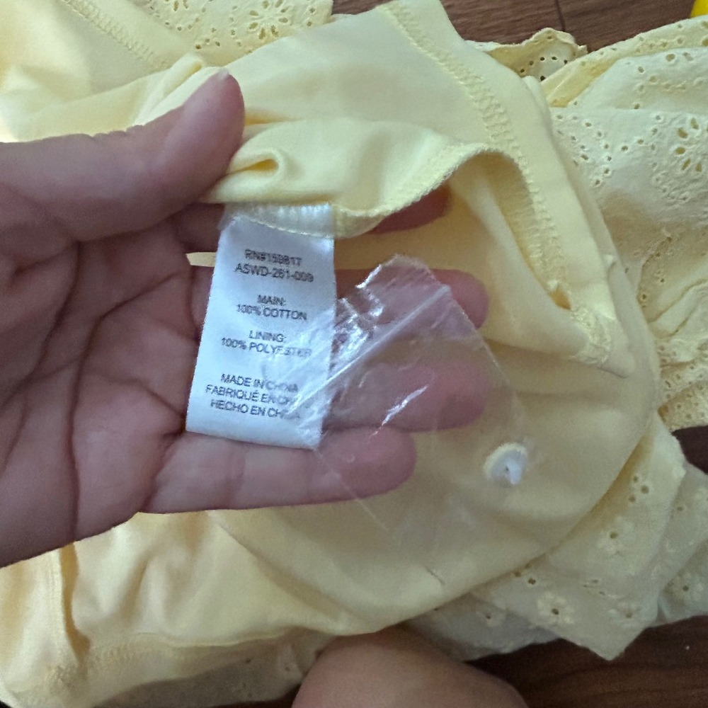 Altar'd State Yellow Eyelet Strapless Maxi Dress Smocked Ruffle ASWD-261-009 L - Picture 8 of 11